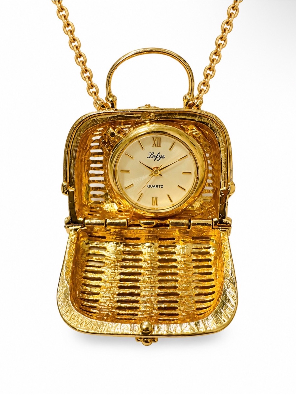 Gold Vintage Handbag Watch Necklace Mini Bag - Picture 3 of 3